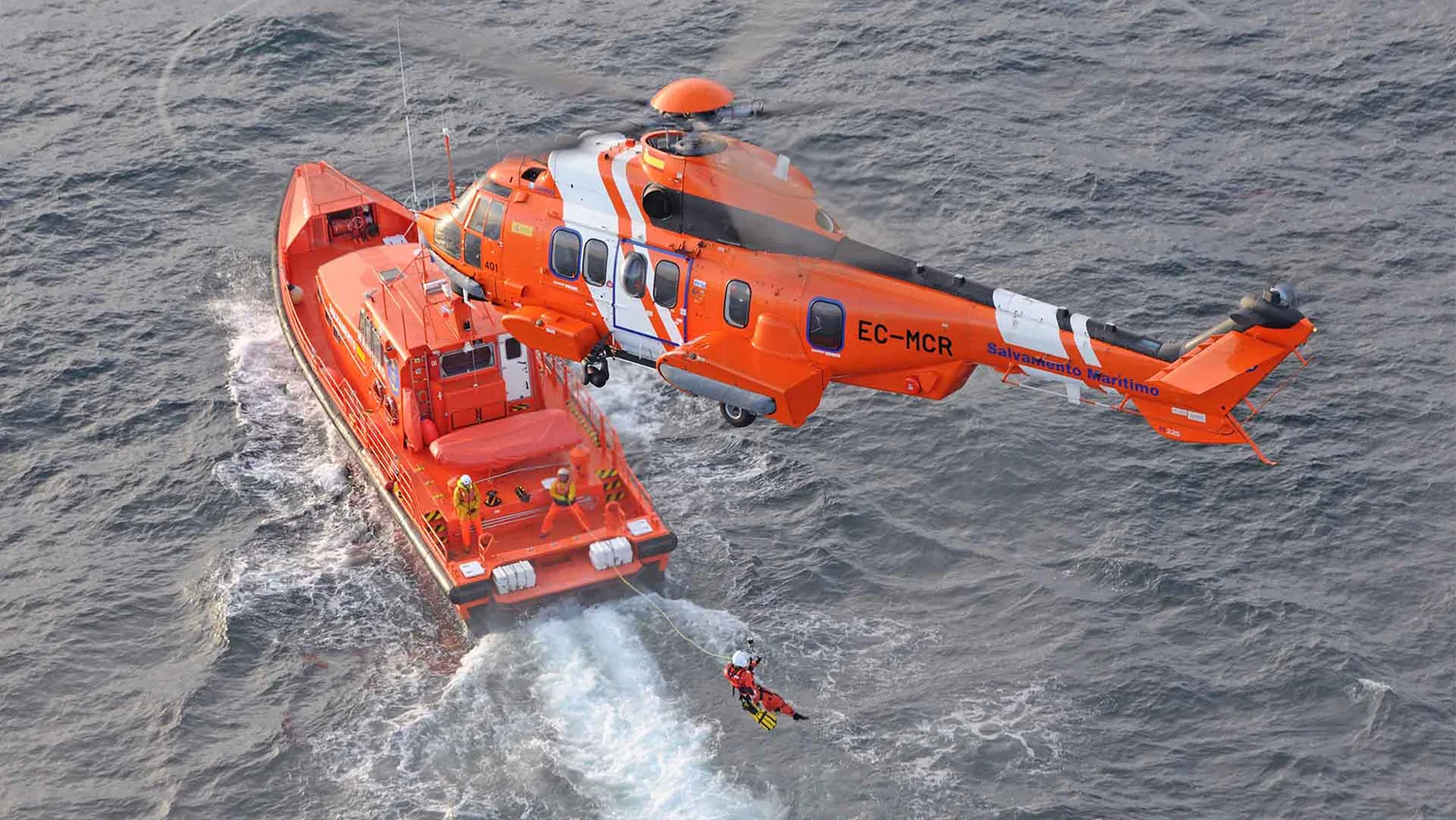 Refuerzo estival de Salvamento Marítimo en Baleares: garantía de seguridad en el mar 1 Helicóptero y embarcación de Salvamento Marítimo en maniobra de rescate en el mar